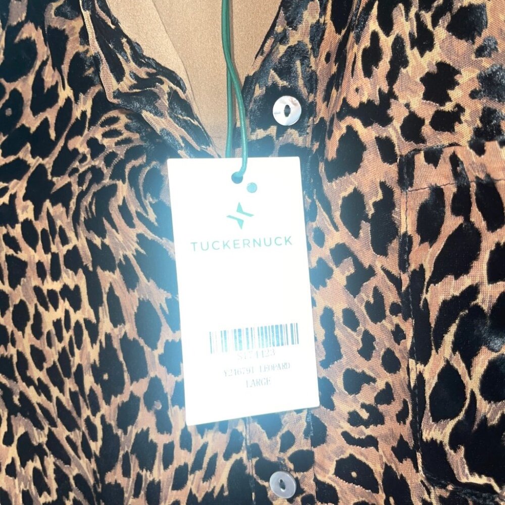 Tuckernuck Callahan Velvet Burnout Leopard Print Shirt Dress Size L NWT - Picture 7 of 7
